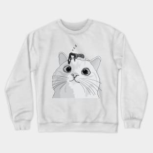 The girl sleeping on her cat Crewneck Sweatshirt